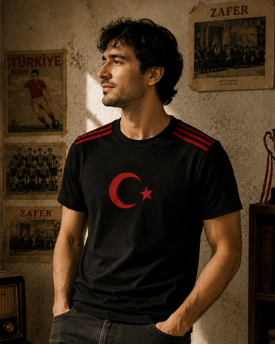 Milli Takım Siyah Retro Ay Yıldız Tişört Tshirt