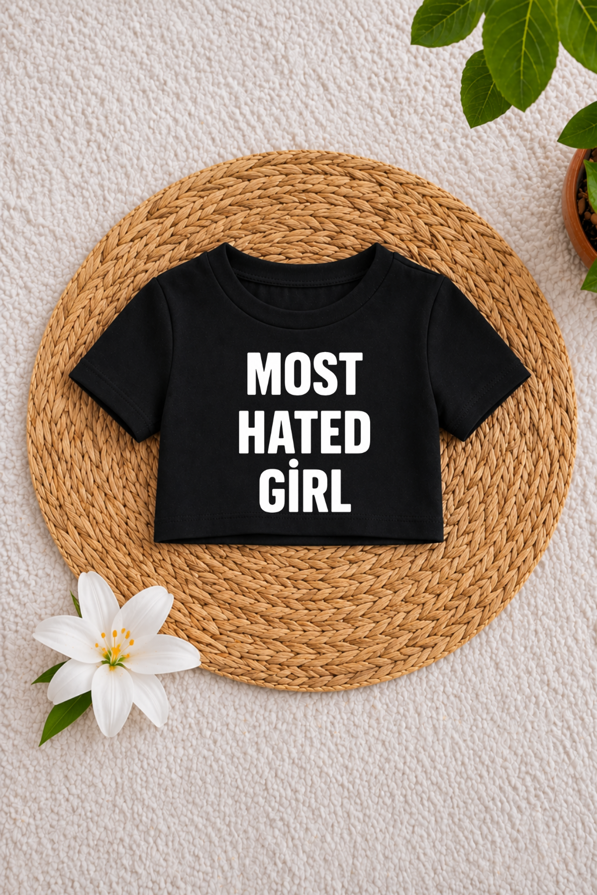 Most Hated Girl Baskılı Siyah Crop