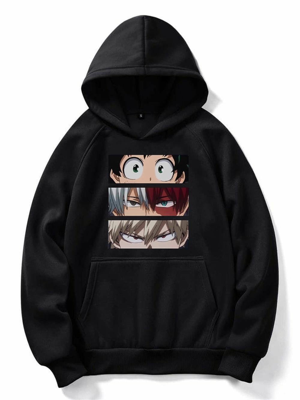 My Hero Academia Baskılı Siyah Sweatshirt