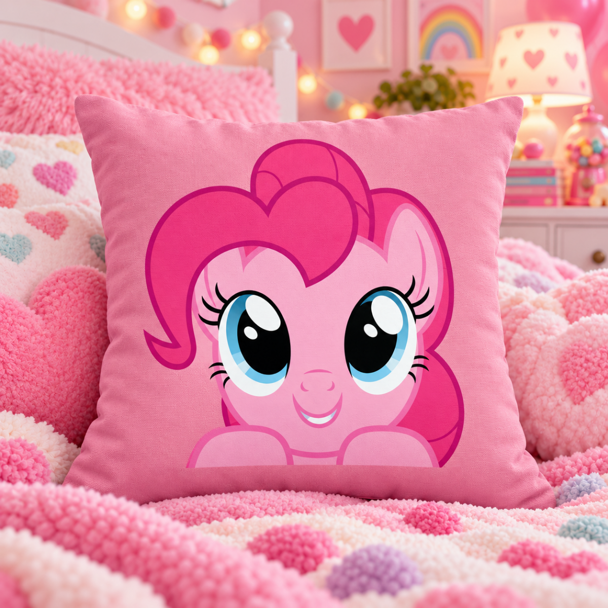 My Little Pony Pinke Pie Baskılı Pembe Yumuşacık Yastık Kırlent(KILIF DEĞİLDİR ELYAF DOLGULU YASTIKTIR)