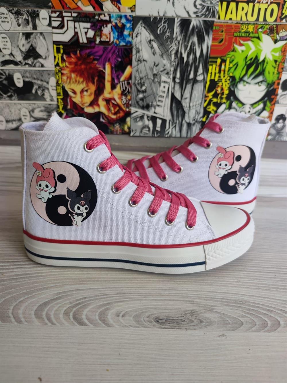 My Melody&Kuromi Baskılı Halka Desen Beyaz Spor Ayakkabı Sneaker