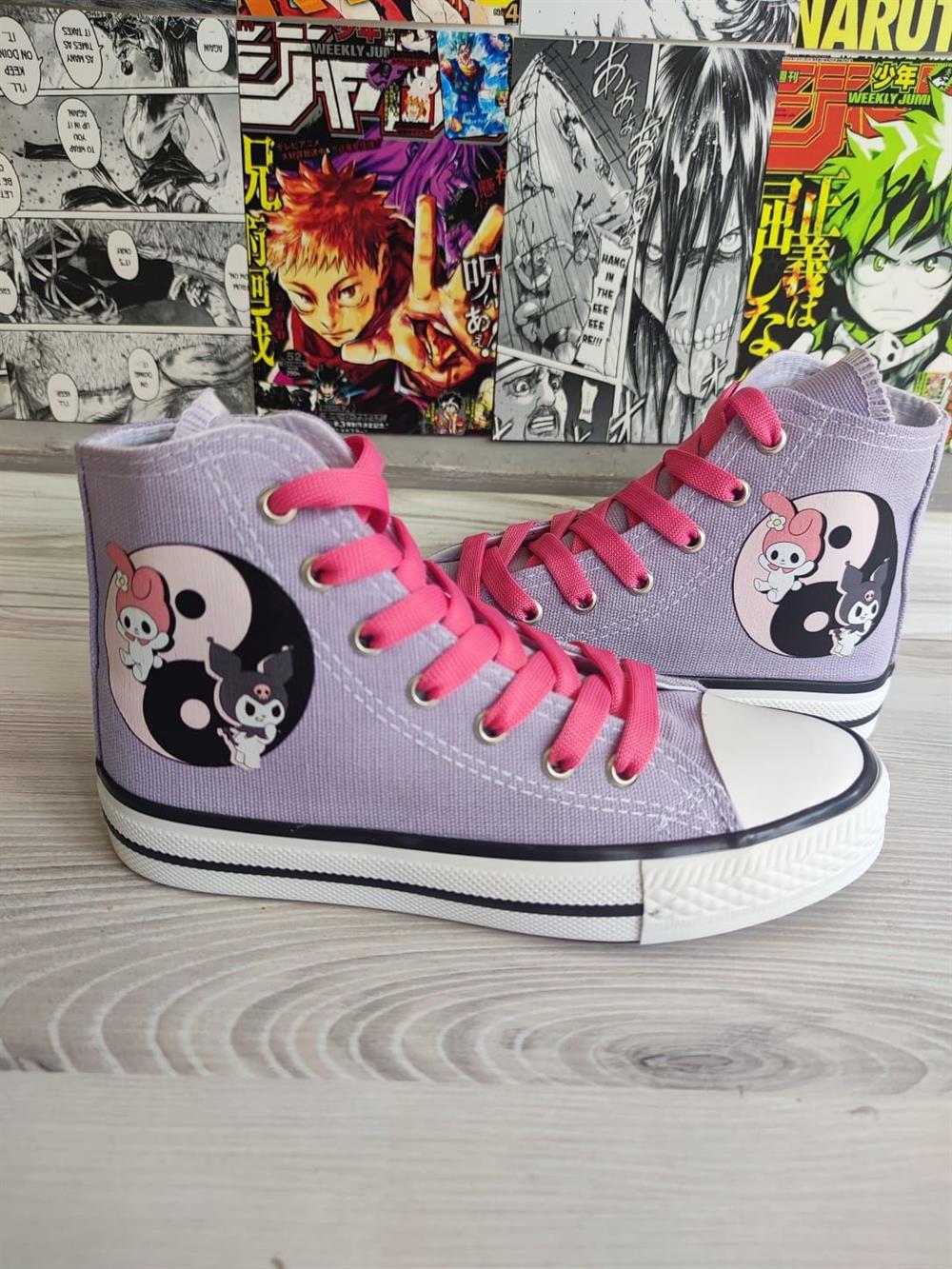 My Melody&Kuromi Baskılı Halka Desen Lila  Spor Ayakkabı Sneaker