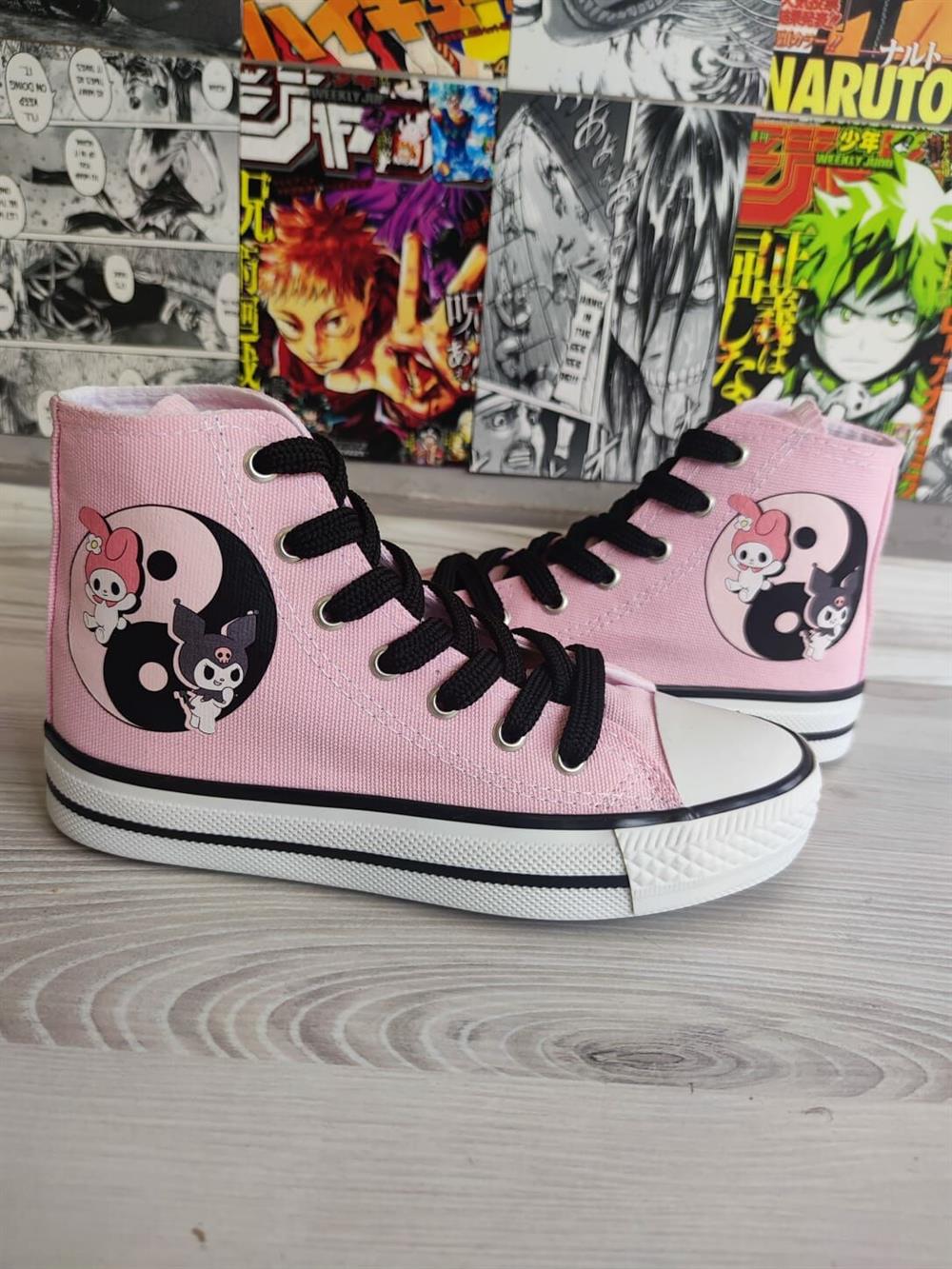 My Melody&Kuromi Baskılı Halka Desen Pembe Spor Ayakkabı Sneaker