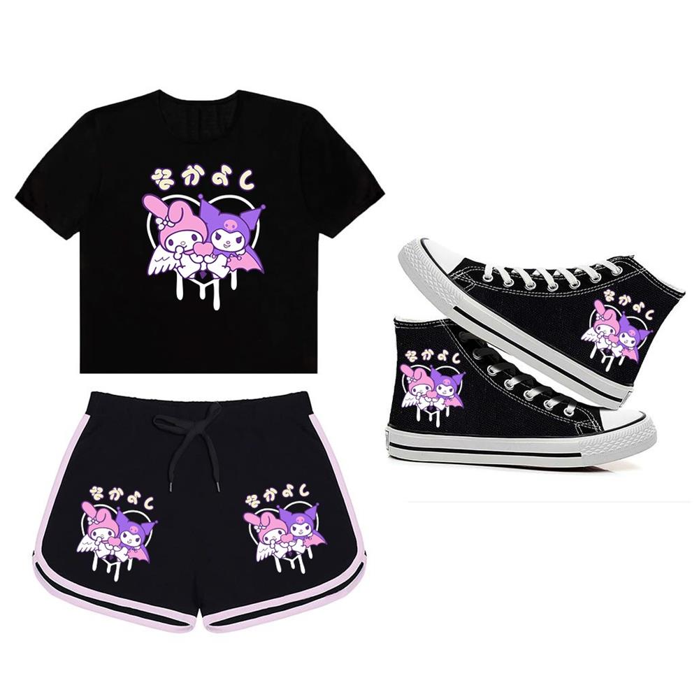 Mymelody&Kuromi Baskılı Ayakkabı,Şort,Tshirt Kombin