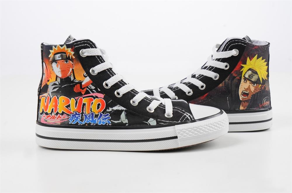 Naruto Anime Baskılı Siyah Bilekli Spor Ayakkabı Sneaker
