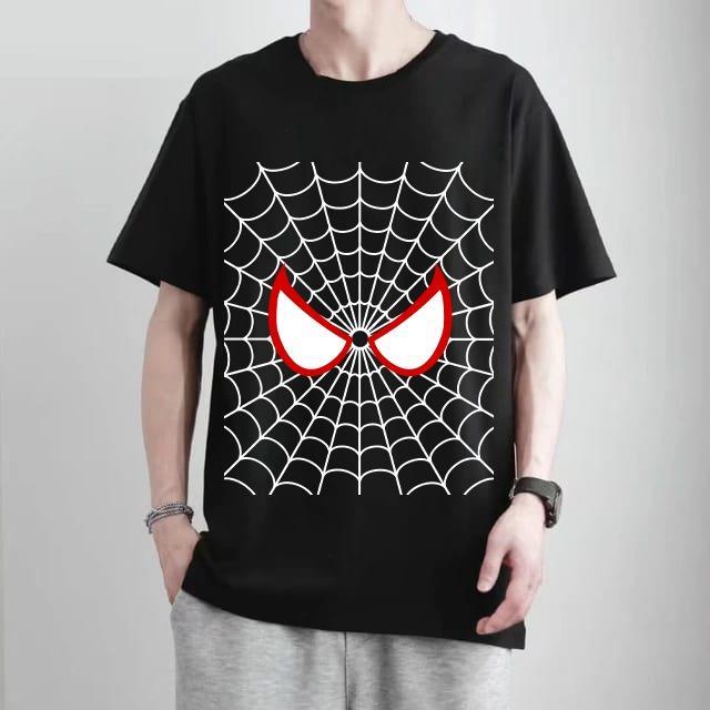 Örümcek Ağ Baskılı Ve Göz Baskılı Siyah Tshirt Tişört