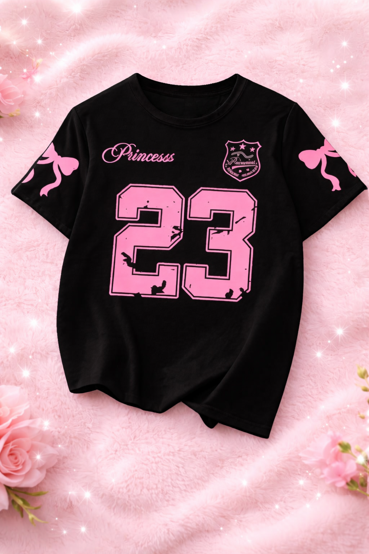 Princess Baskılı Siyah Unisex Tişört Tshirt