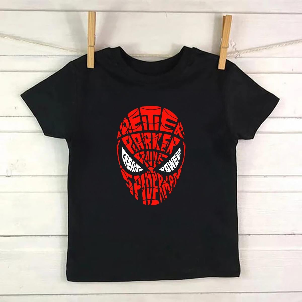 Spiderman Örümcek Adam Baskılı Siyah Tshirt