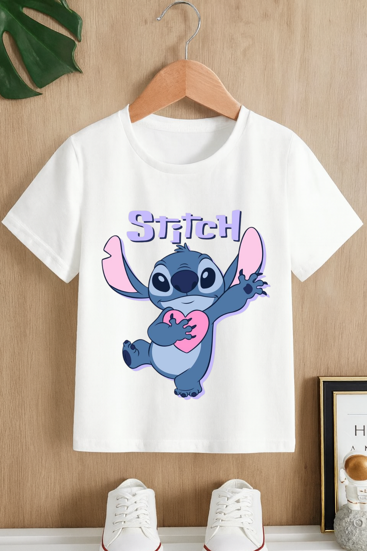 Stitch İsimli Beyaz T-shirt Tişört 