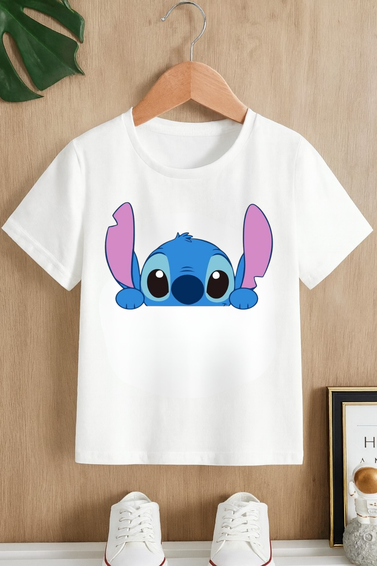 Stitch Klasik Baskılı Beyaz T-shirt Tişört 