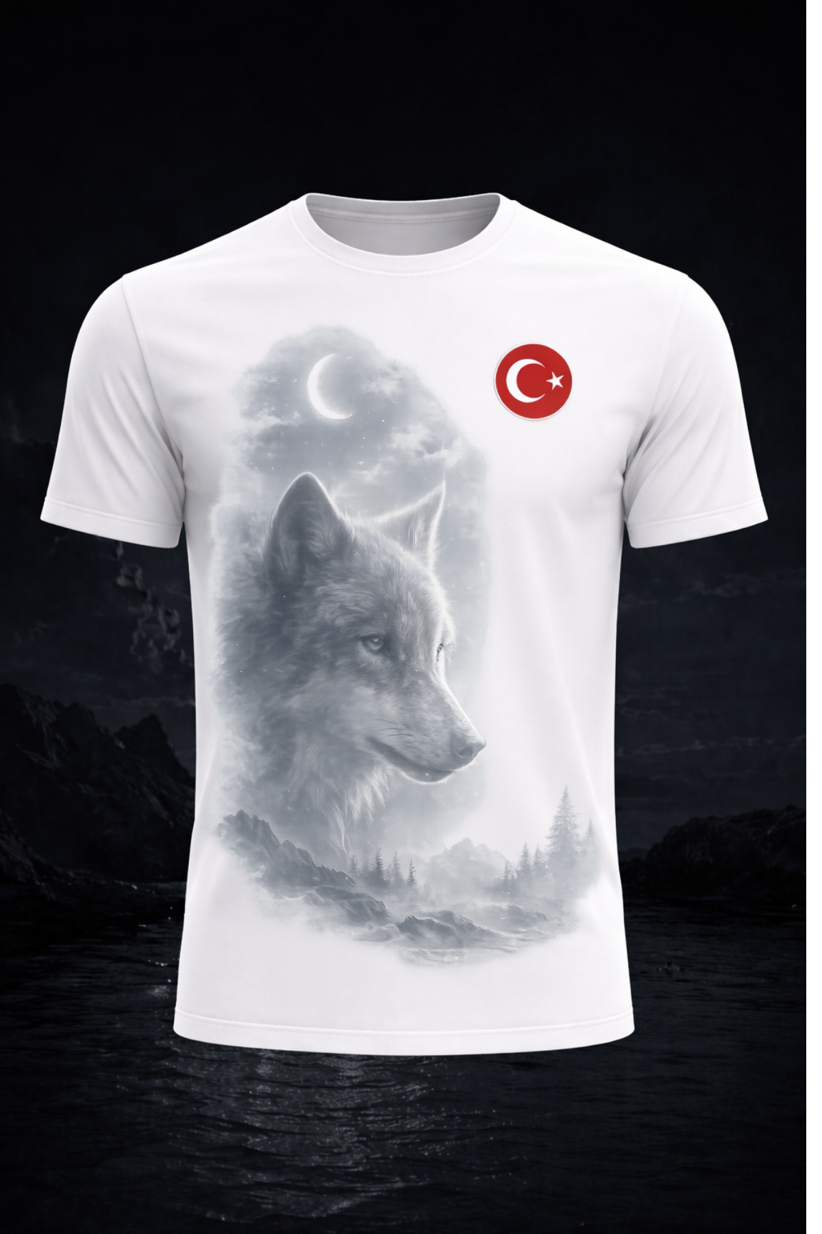 Türkiye Kurt Baskılı Beyaz Kişiye Özel İsimli Tişört