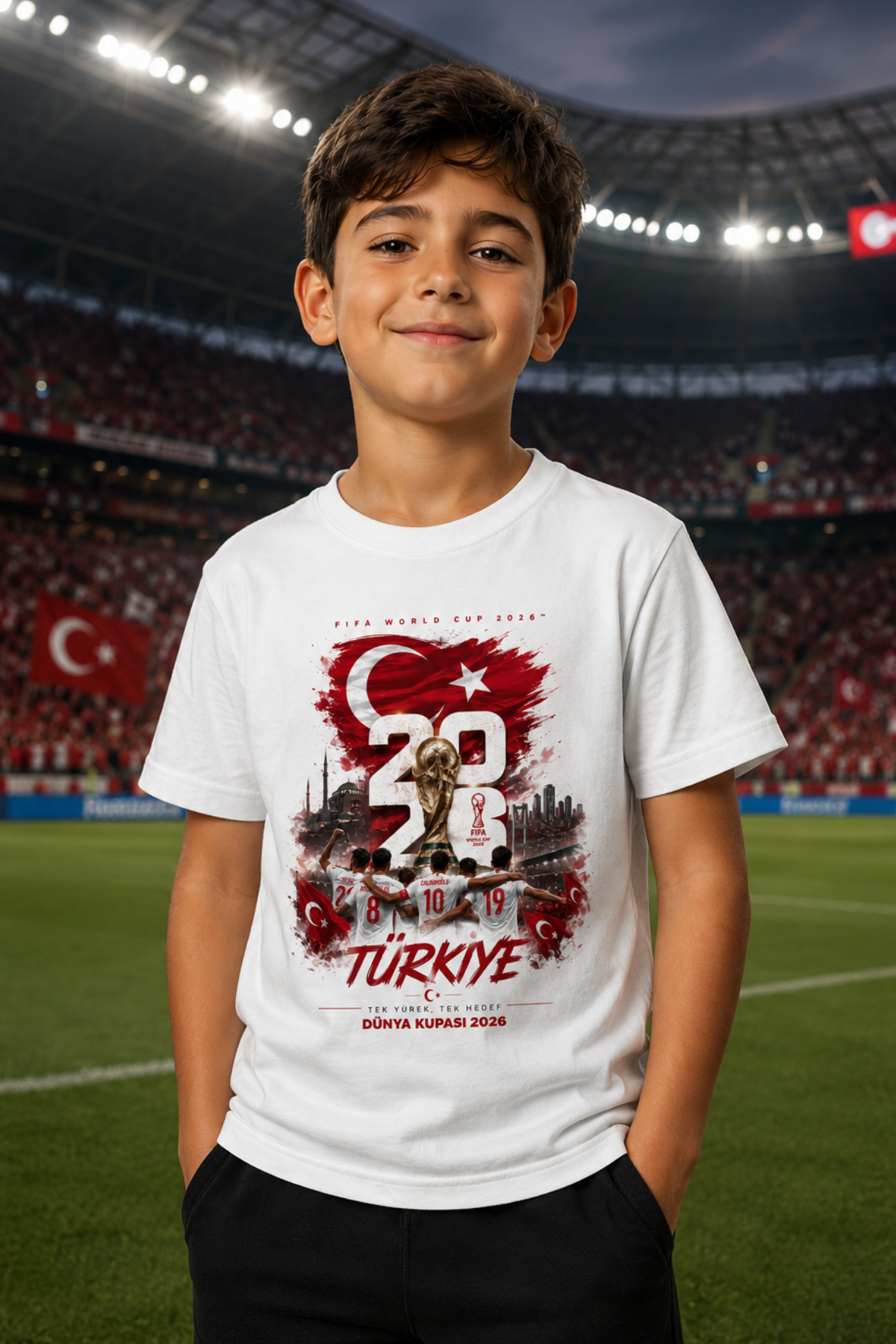 Türkiye Milli Takım Kupa Baskılı Beyaz Unisex Tişört
