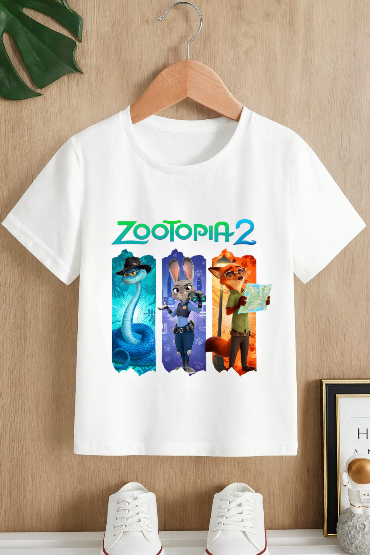 Zootopia 3lü Baskılı Beyaz T-shirt Tişört 