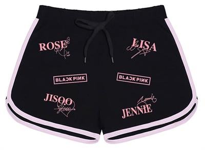 Blackpink Üye İsim Baskılı Siyah Pembe Detaylı Kız Çocuk Şort
