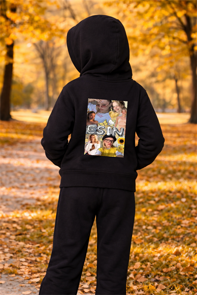 Manifest Esin Baskılı Siyah Fermuarlı Kapüşonlu Hırka Sweatshirt (4)