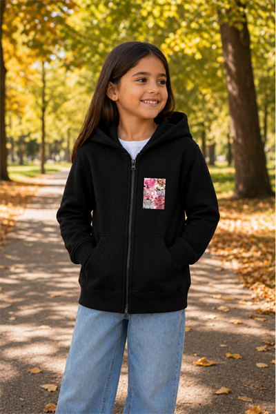 Manifest Lidya Baskılı Siyah Fermuarlı Kapüşonlu Hırka Sweatshirt (4)