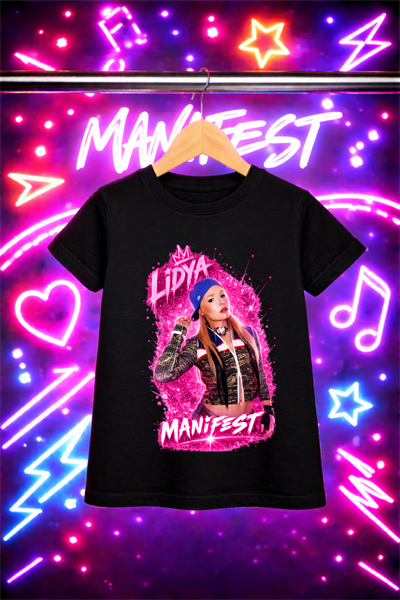 Manifest Lidya Yeni Baskılı Siyah Tişört Tshirt