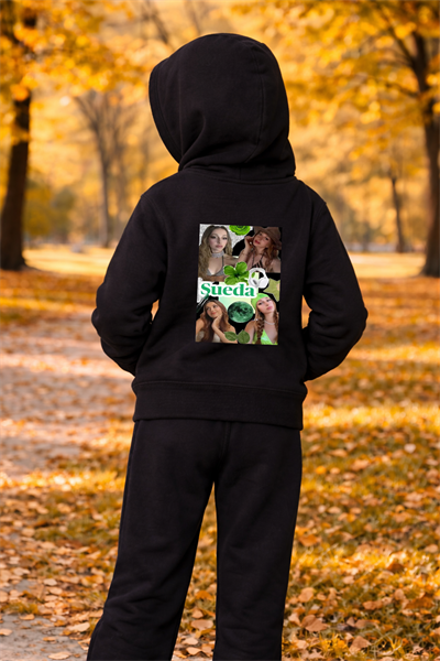 Manifest Sueda Baskılı Siyah Fermuarlı Kapüşonlu Hırka Sweatshirt (4)