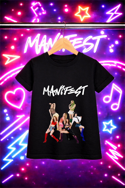 Manifest Yeni Baskılı Siyah Tişört