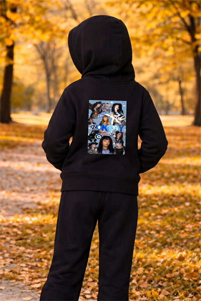 Manifest Zoktay Baskılı Siyah Fermuarlı Kapüşonlu Hırka Sweatshirt (4)