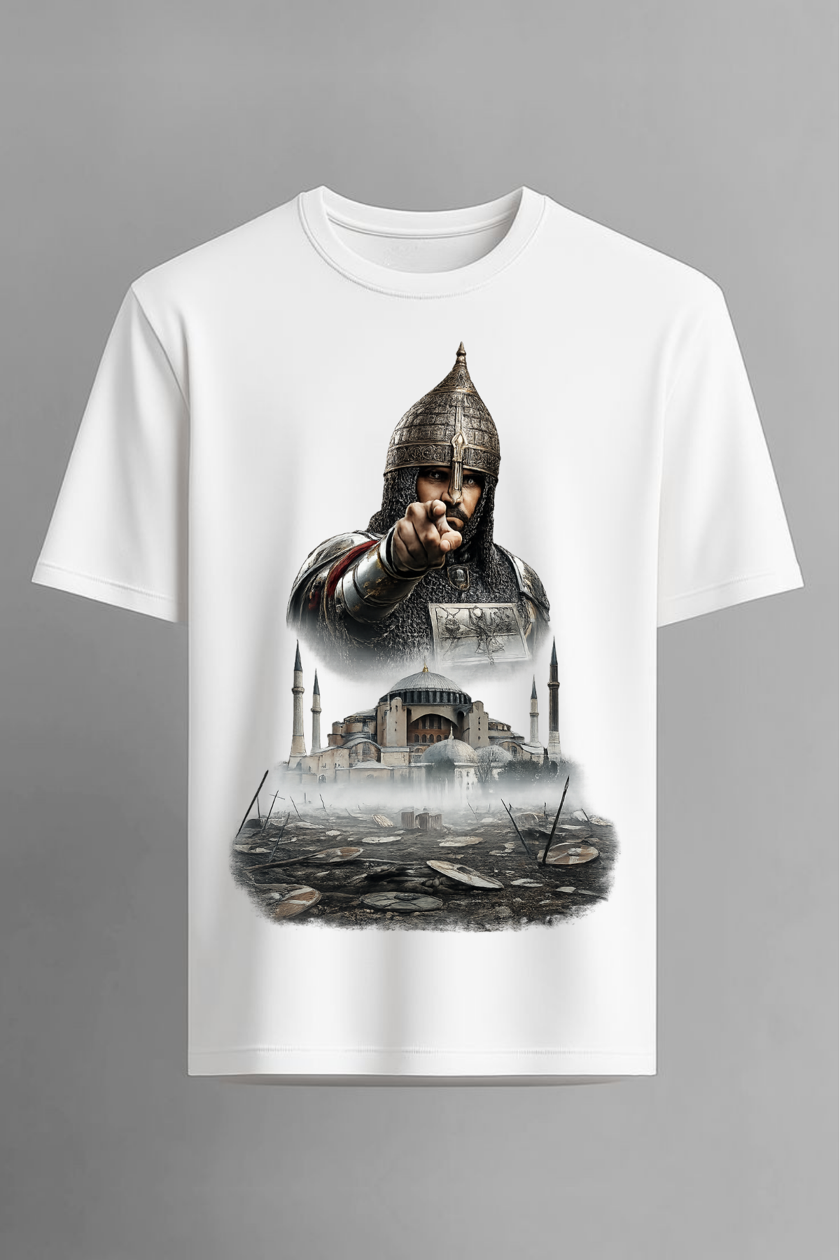 Ayaosfya Baskılı Beyaz Unisex 24-1 Süprem Penye Beyaz Tişört Tshirt