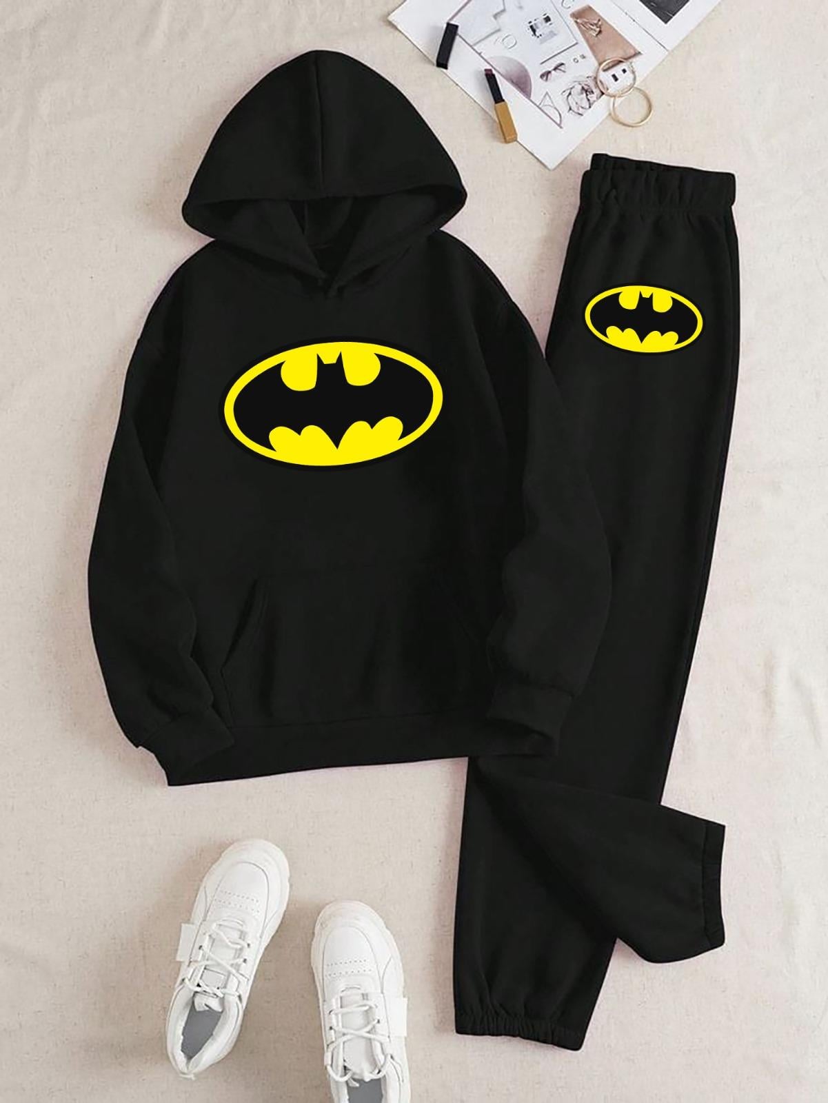 Batman Baskılı Kapüşonlu Üst Eşofman Takım 