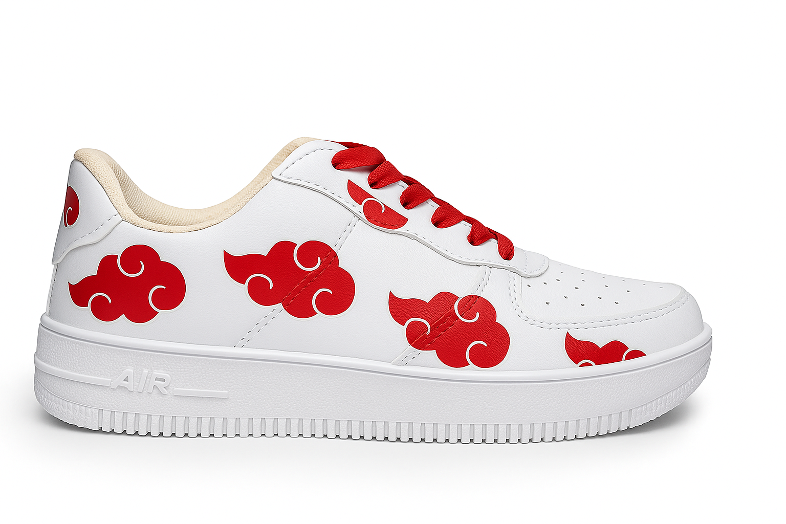 Beyaz Unisex Kadın-Erkek Akatsuki Baskılı Air Force Model Sneaker Spor Ayakkabı 