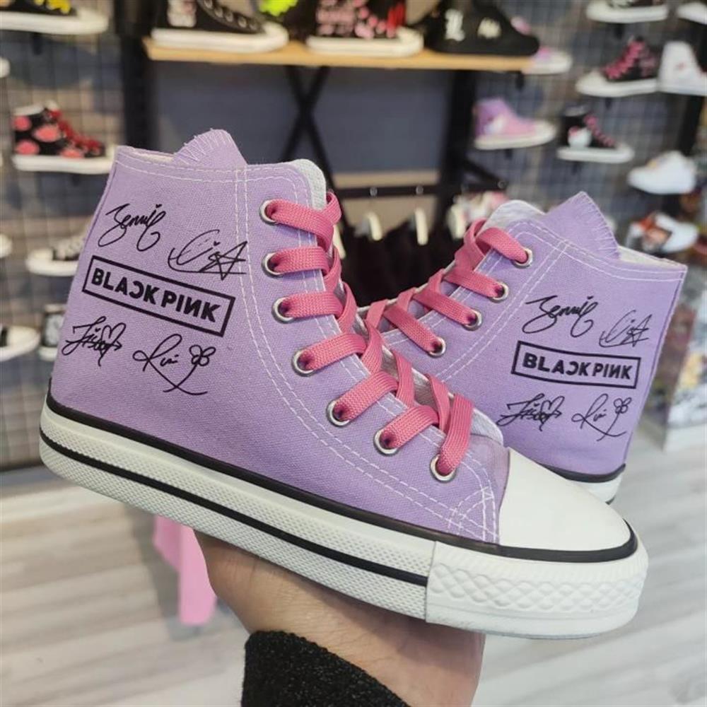 BlackPink Baskılı Lila Bilekli Unisex Günlük Spor Ayakkabı Sneakers