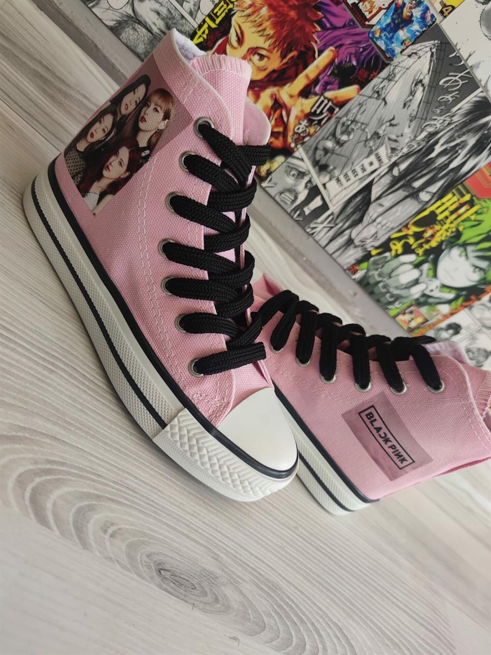 Blackpink Fotoğraf Baskılı Pembe Bilekli Spor Ayakkabı Sneakers