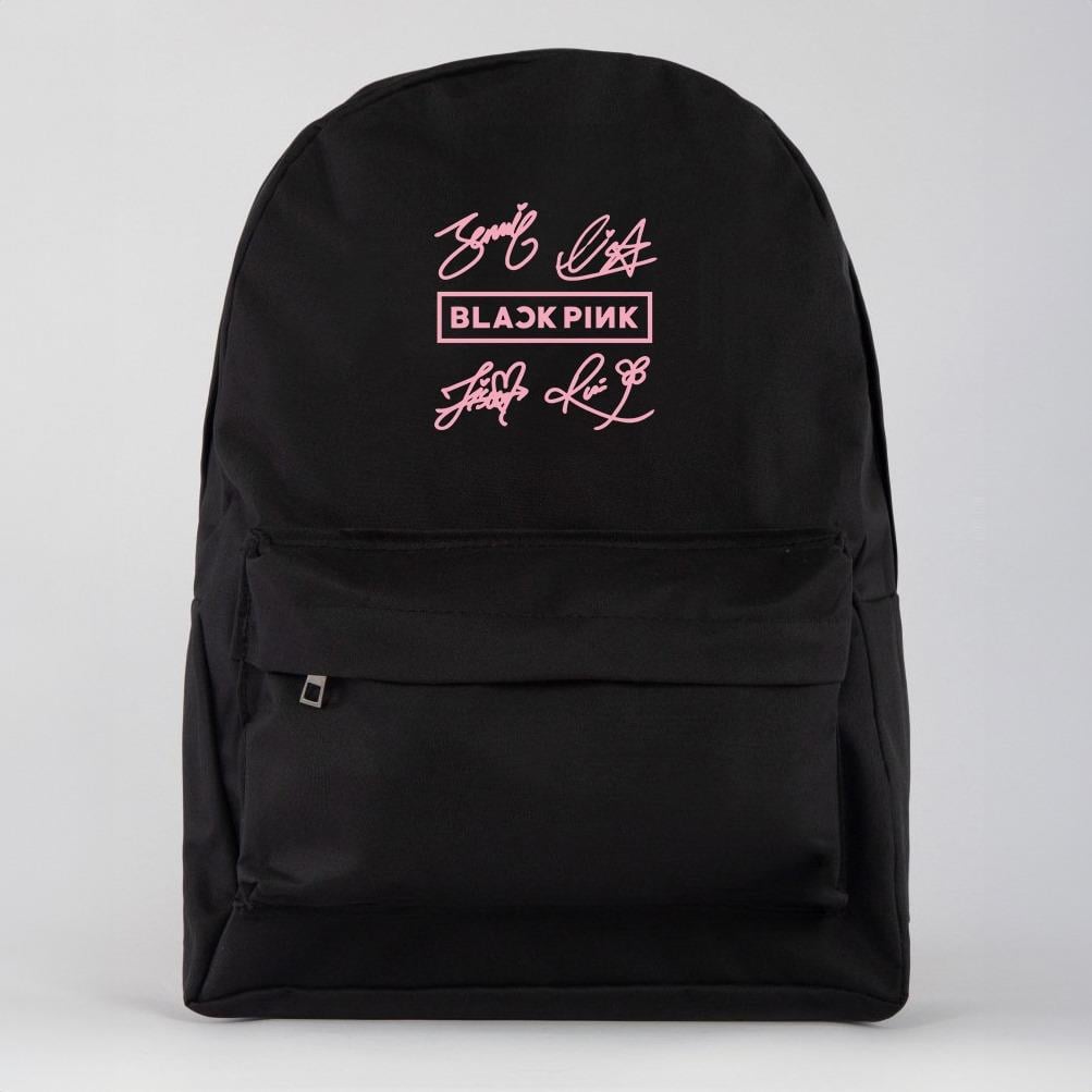 Blackpink İmza Baskılı Siyah Sırt Okul Çantası