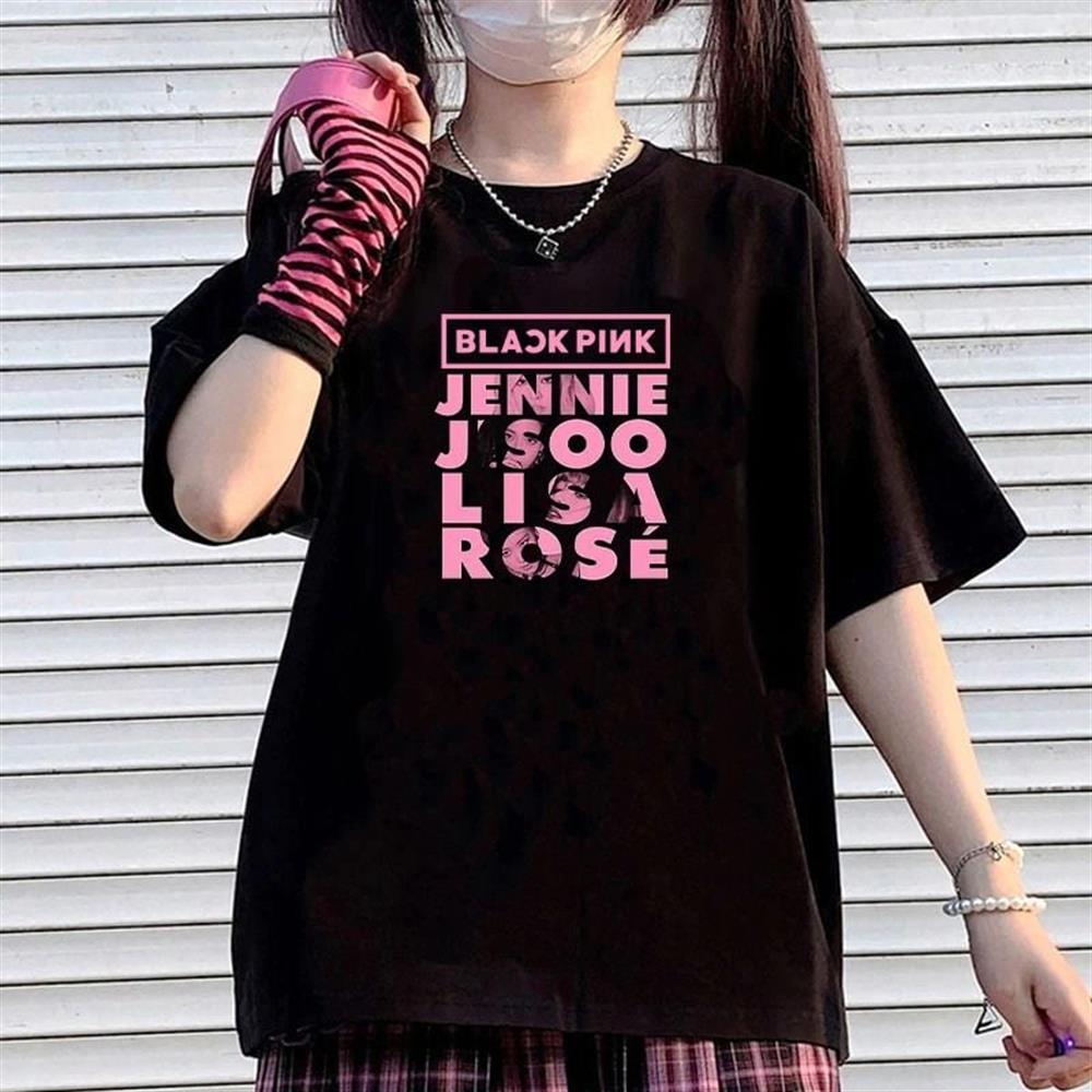 Blackpink Kare Baskılı Siyah Tshirt