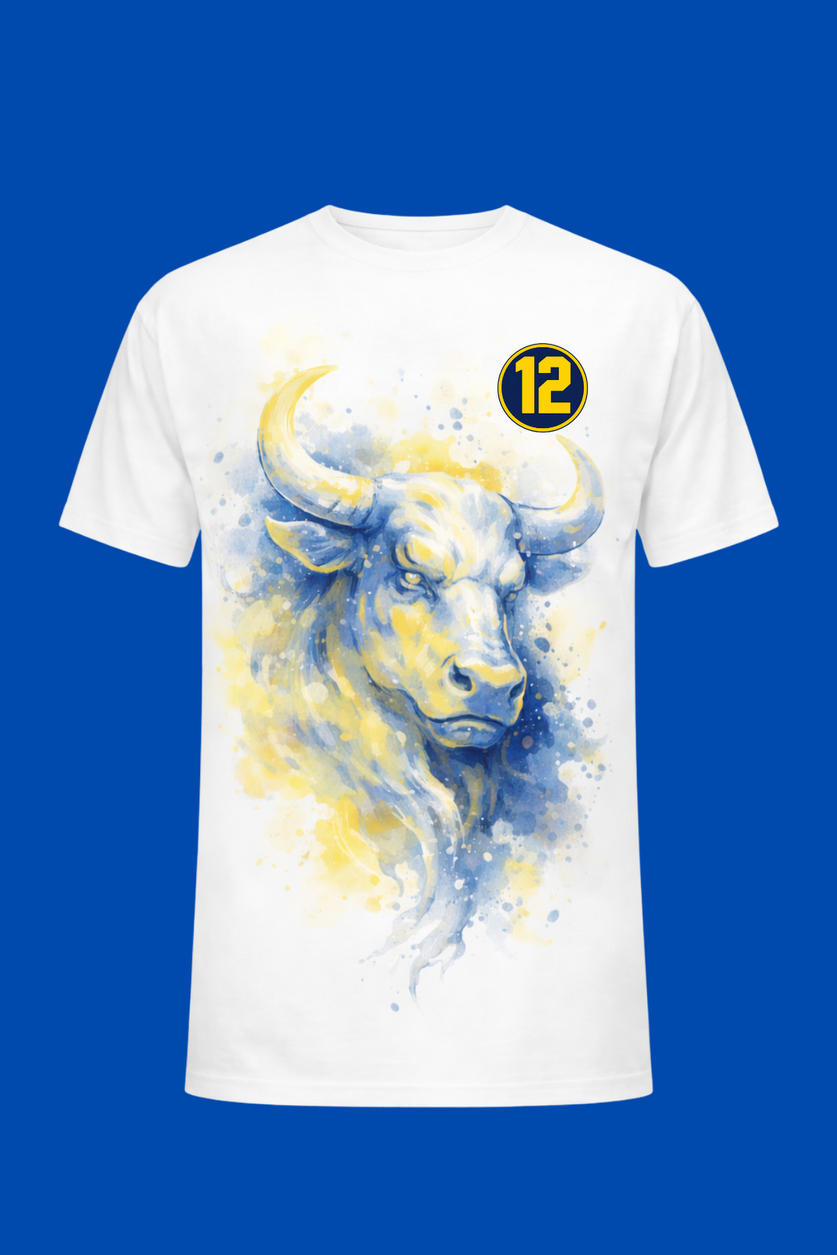 Boğa Baskılı Beyaz Unisex Sırt Kısmına İsim Ve Numara Yazdırılabilir Tişört Tshirt
