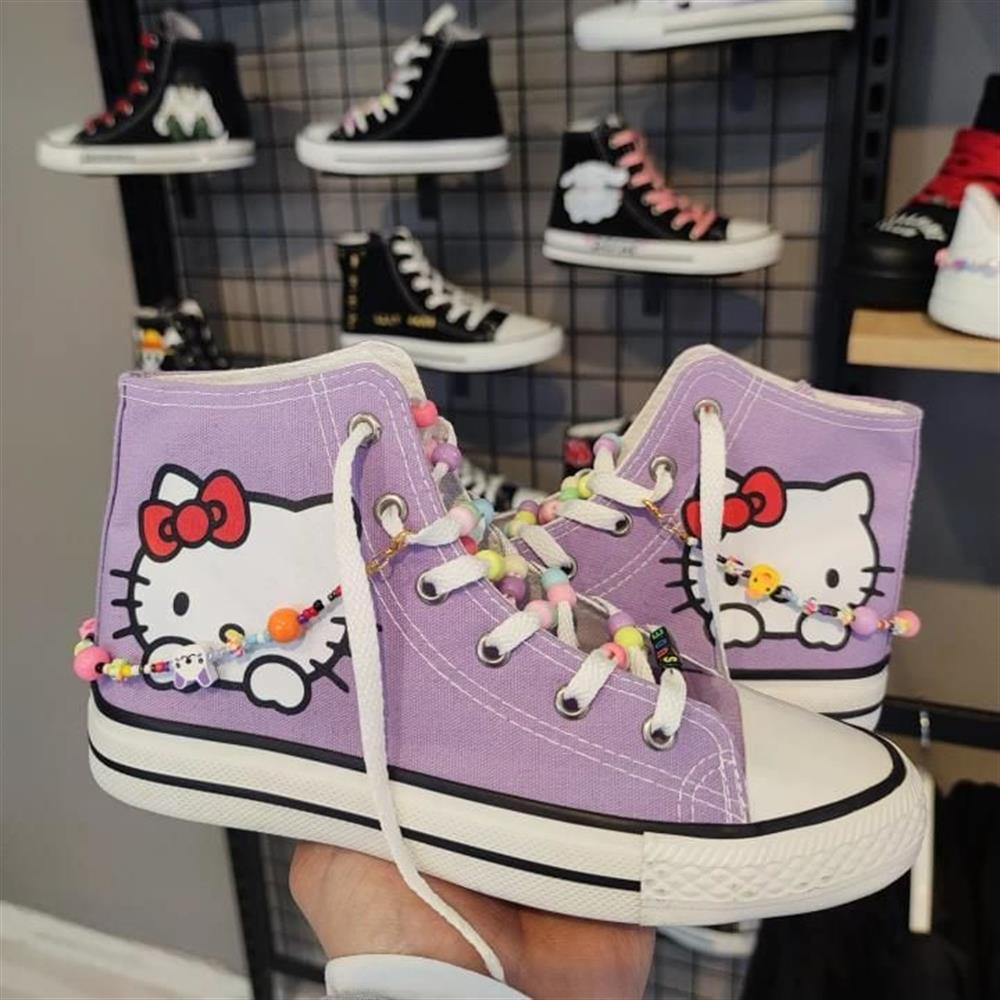 Boncuk İşlemeli HalHallı HelloKitty Baskılı Lila Bilekli