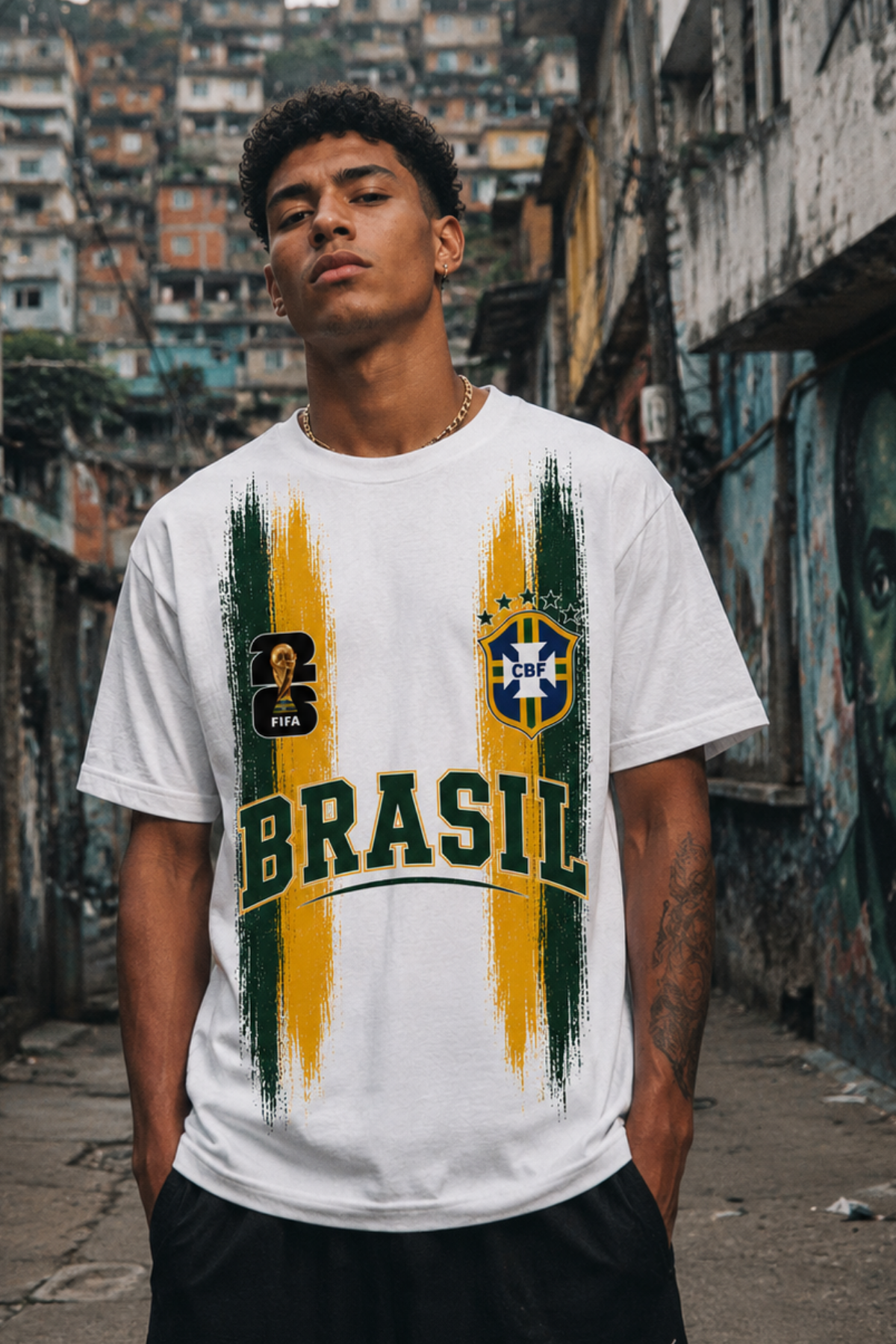 Brezilya Neymar Baskılı Sokak Modası Beyaz Tişört  Tshirt