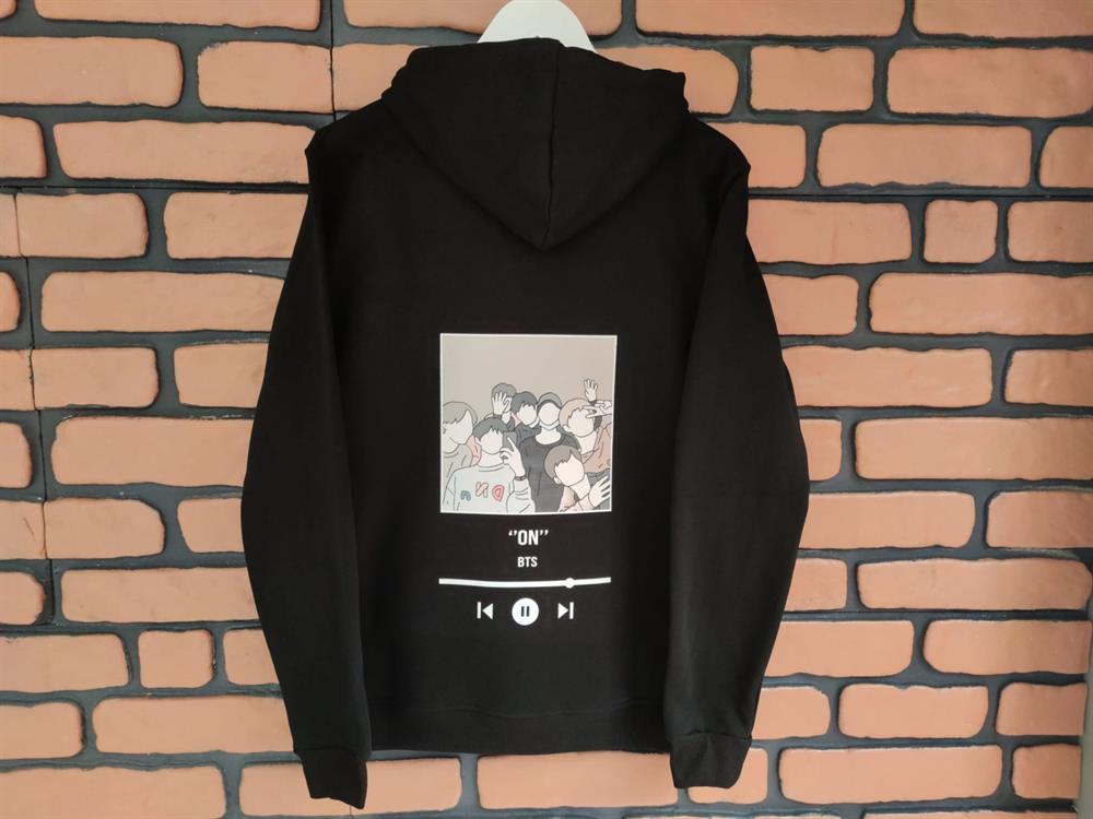 Bts Baskılı Siyah Sweatsirt Hoodie