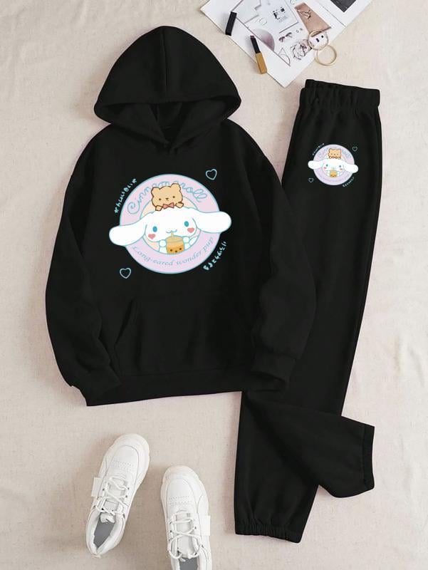 Cinnamoroll Baskılı Kapüşonlu Üst Eşofman Takım 
