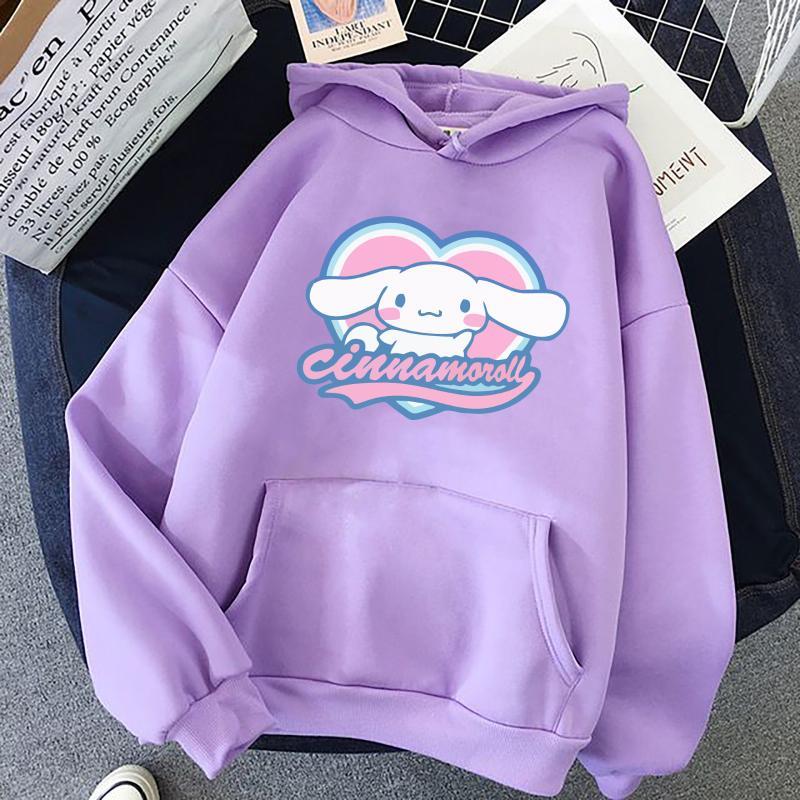 Cinnamoroll Kalp Baskılı Lila Kız Çocuk Sweatshirt