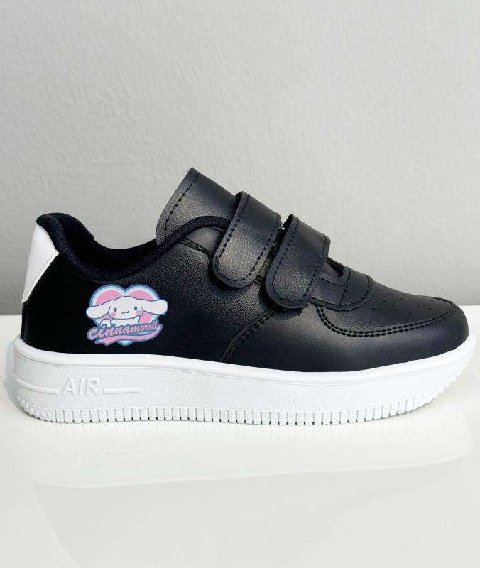 Cinnamoroll Kalp Baskılı Siyah Çırtlı Spor Ayakkabı Sneaker