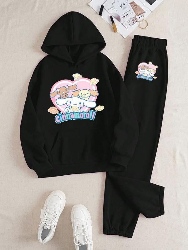 Cinnamoroll yeni sezon Baskılı Kapüşonlu Üst Eşofman Takım 