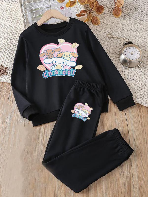 Cinnamoroll Yeni Sezon  Baskılı Siyah  Kışlık Kalın Kumaş Eşofman Takım
