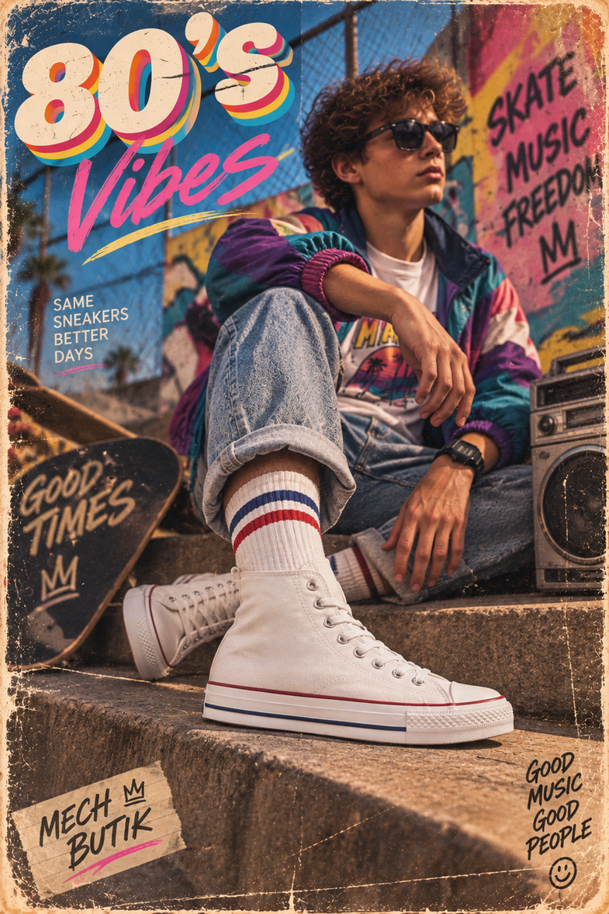 Convers Modeli Unisex 80's Konspetli Beyaz Bilekli Spor Ayakkabı  