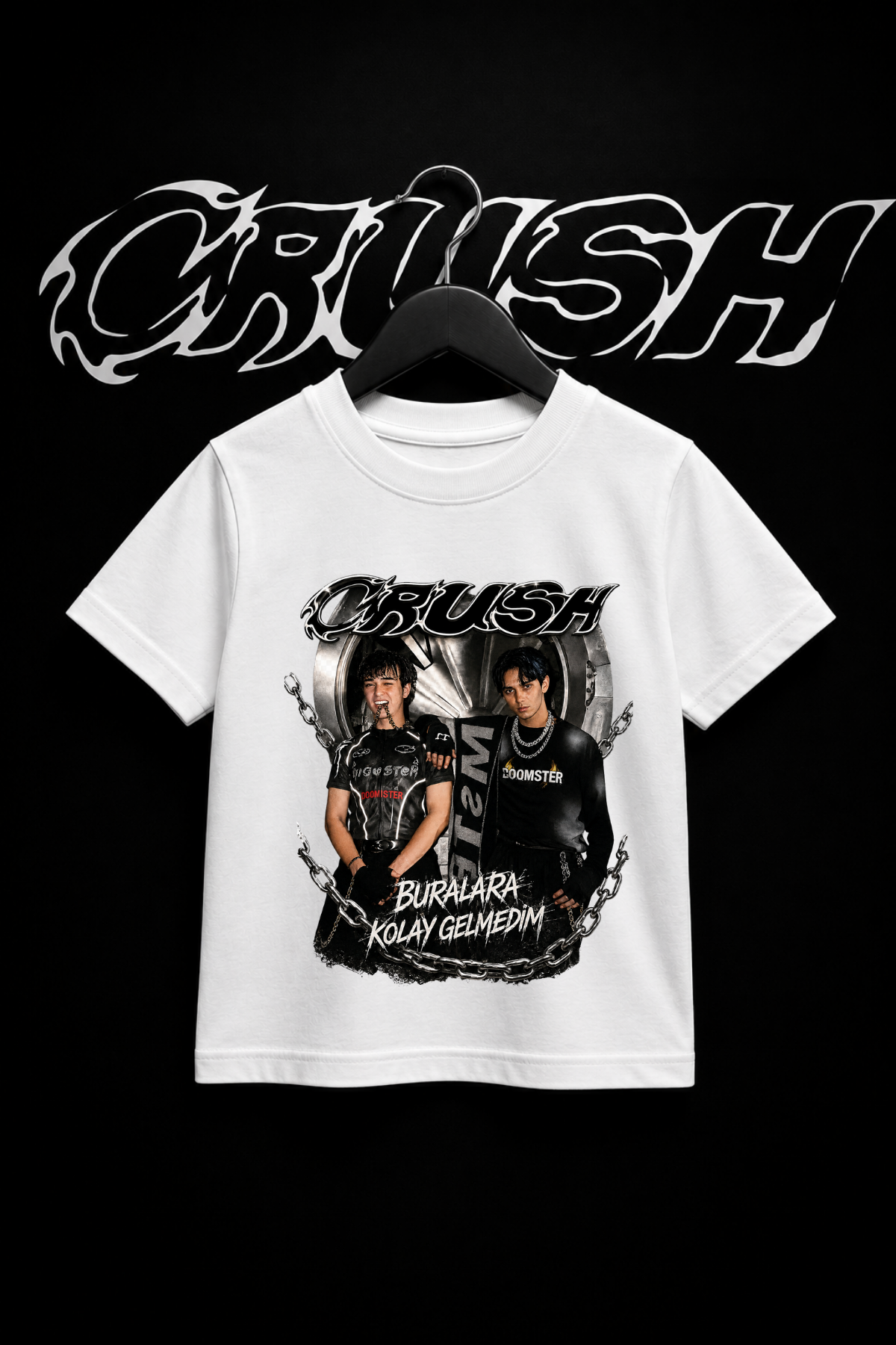 Crush Baskılı BKG Beyaz Tİşört Tshirt 