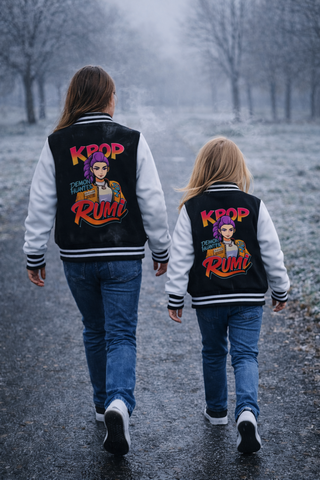Demon Hunter Hunterix Rumi Baskılı Siyah Kolej Ceket  