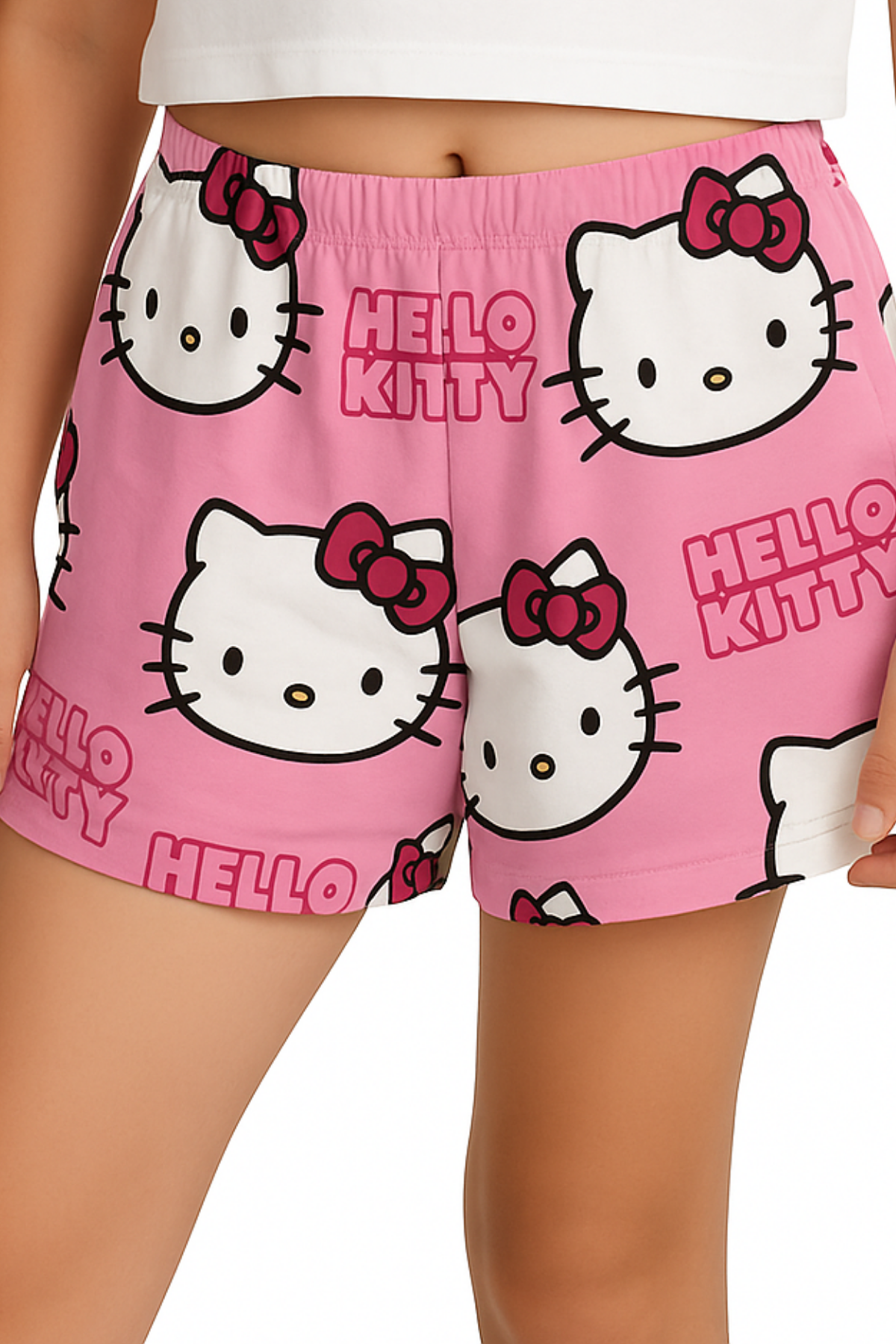 Hello Kitty Baskılı Pembe Kız Çocuk Şort 