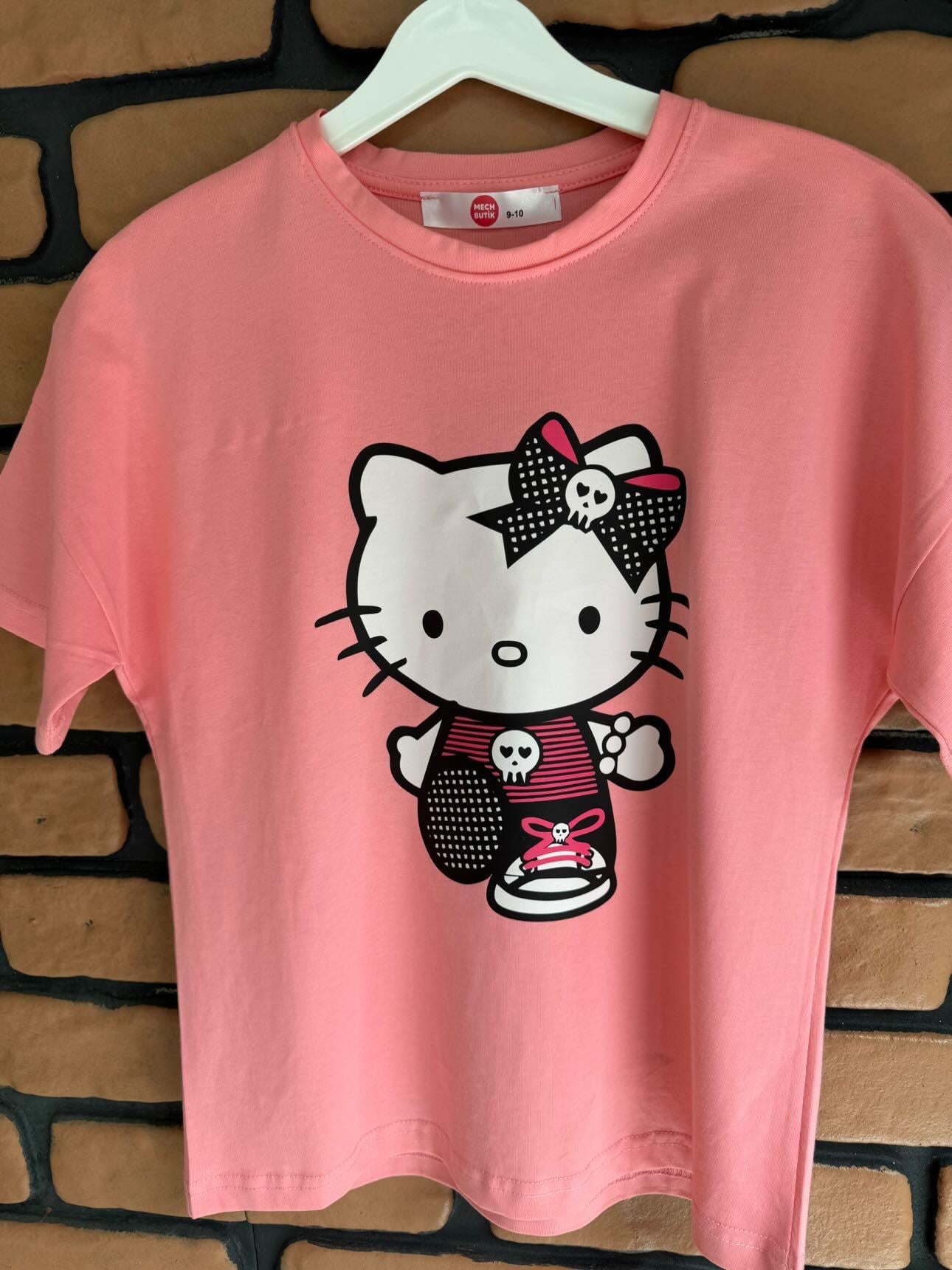 Hellokitty Büyük Baskı Pembe Tişört Tshirt 