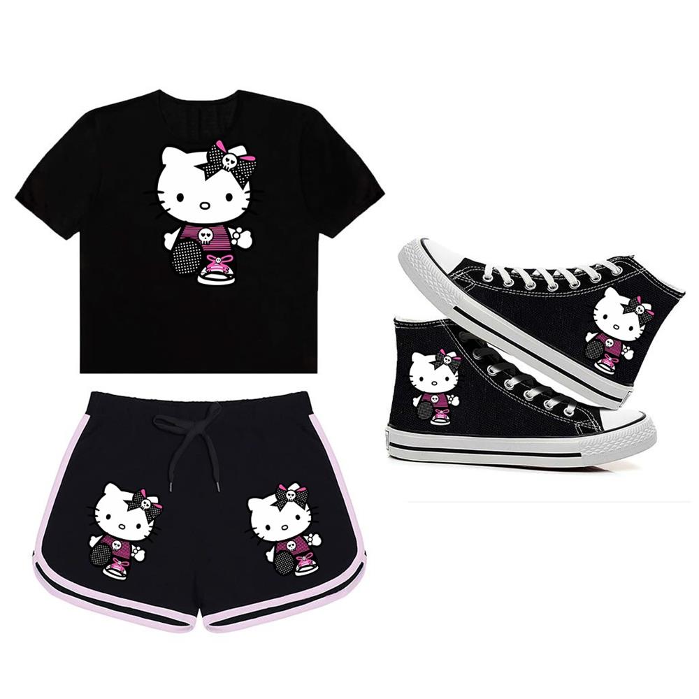 HelloKitty Büyük Baskılı Ayakkabı,Şort,Tshirt Kombin