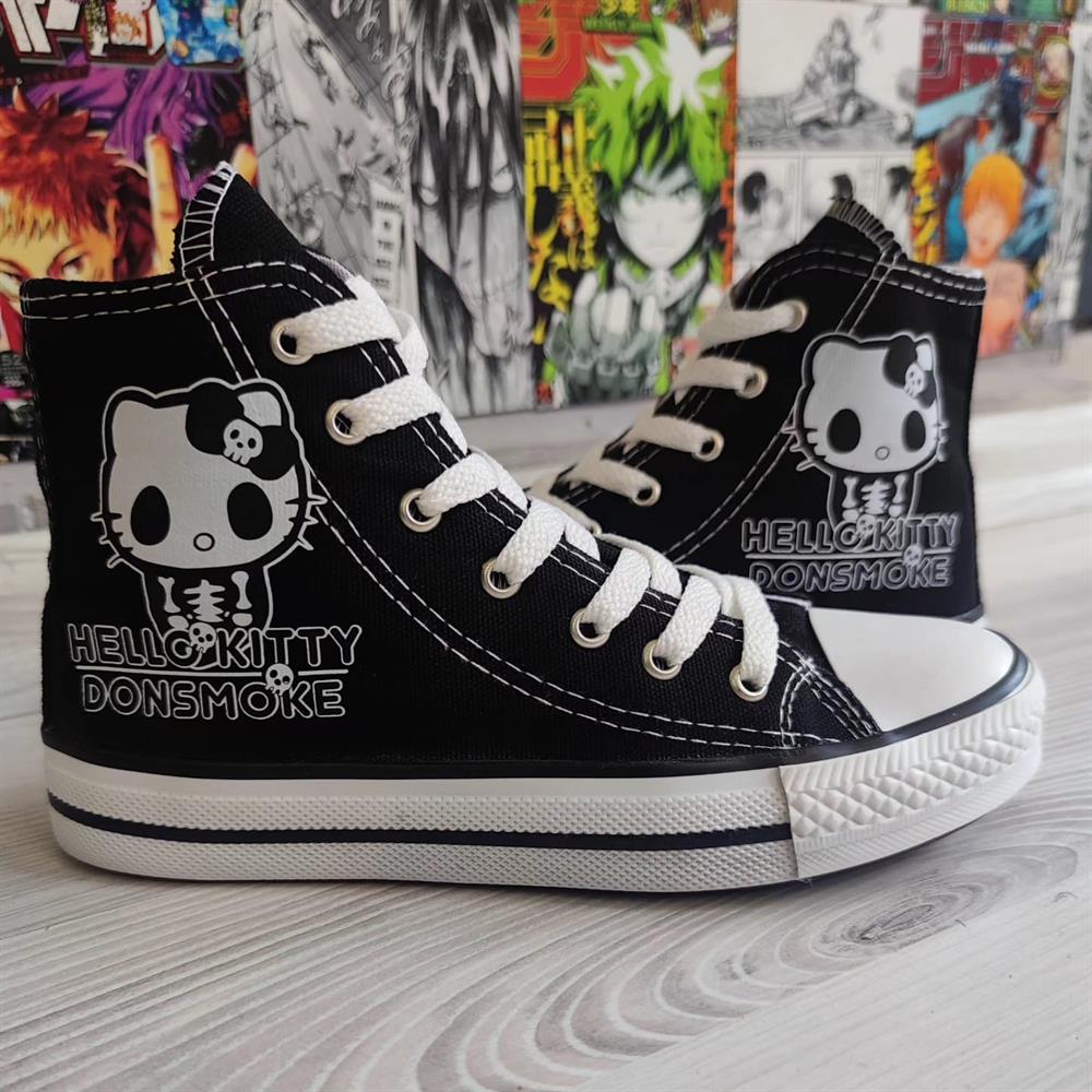HelloKitty Donsmoke Baskılı Siyah Bilekli Spor Ayakkabı Sneaker