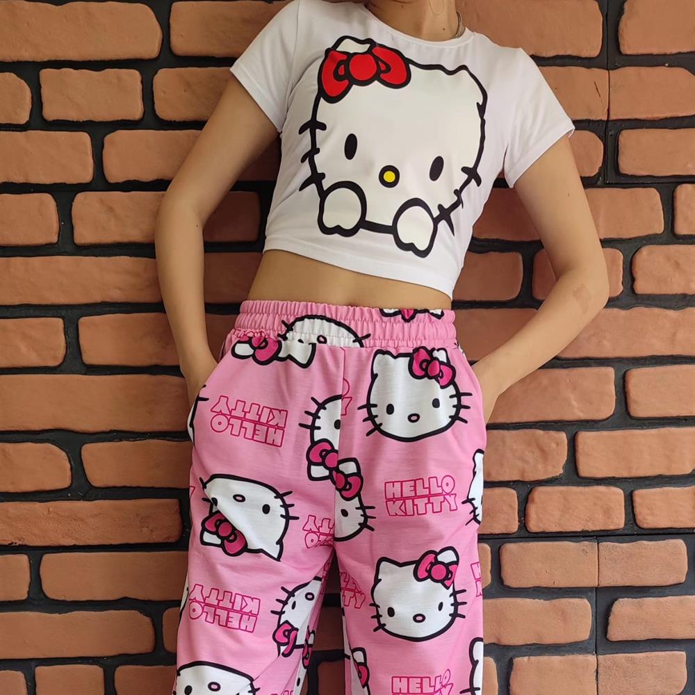 Hellokitty Eşofman Ve Beyaz Crop Takım