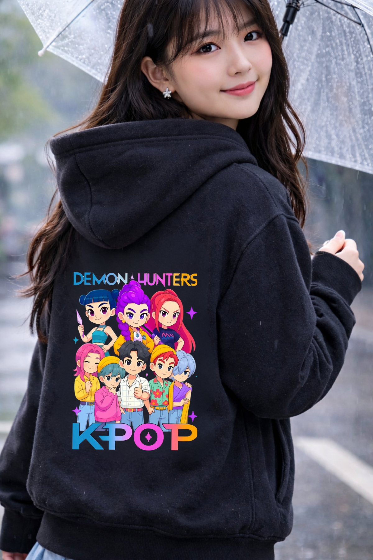 Huntirx Tüm Üyeler Baskılı Siyah 3 İplik Şardonsuz Sweatshirt