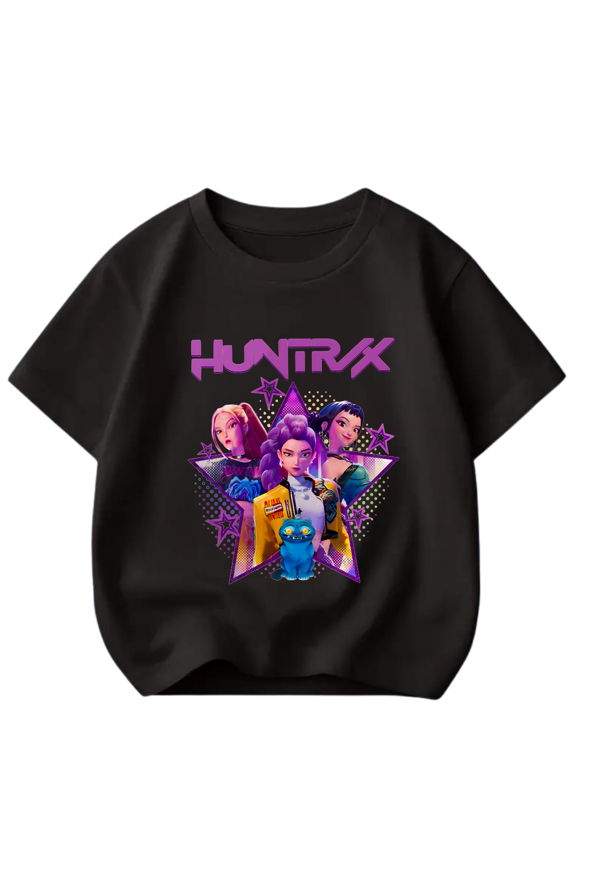 Huntrix Baskılı Siyah Unisex Tişört T-shirt 
